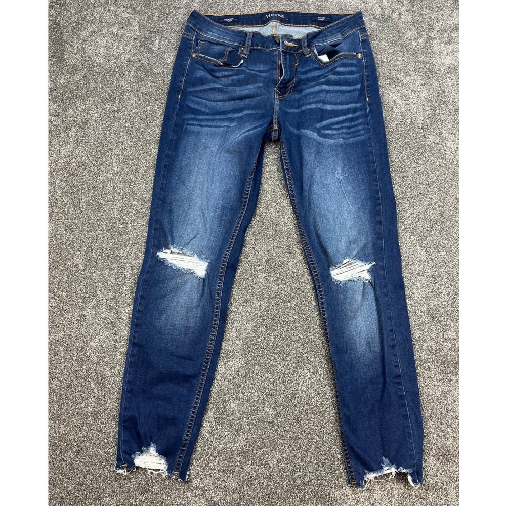 Vigoss Thompson Tomboy Mid-Rise Distressed Skinny Jeans Women's W29L26 Dark Wash